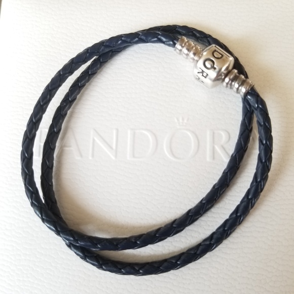 Navy Heart Braided Clasp Bracelet
